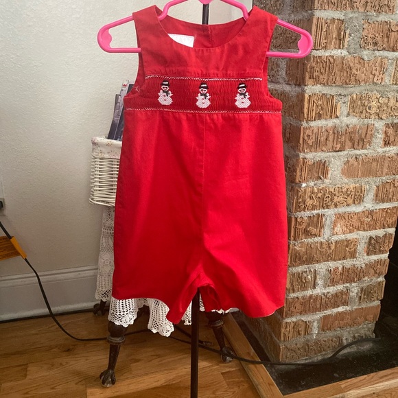 Smocked Infant Boys Christmas Jon Jon size 12 months - Picture 6 of 15